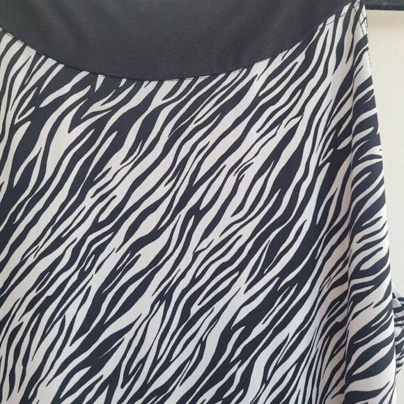 Y2K zebra print sleeveless shift dress scoop‎ neck knee length maximalist - Picture 3 of 9